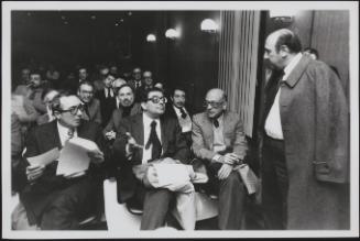Portrait of Elio Quercioli, Mauro Bubbico, Sandro Curzi and Giuseppe Rossini (standing)
