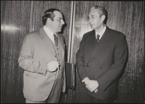 The Christian Democrat politician Aldo Moro  with Riccardo Misasi