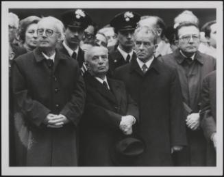 Giuseppe Saragat, Amintore Fanfani, Pietro Ingrao and Giulio Andreotti at an unspecified state funeral