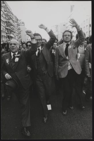 Portuguese politician Mário Soares at an PSI (Socialist Party) event