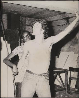 A portrait of Carlo De Mejo during rehearsals for the Italian tour of the musical 'Hair'