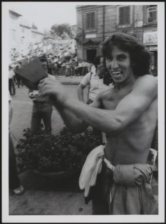 A young at  a demonstration during the General Strike of 1982