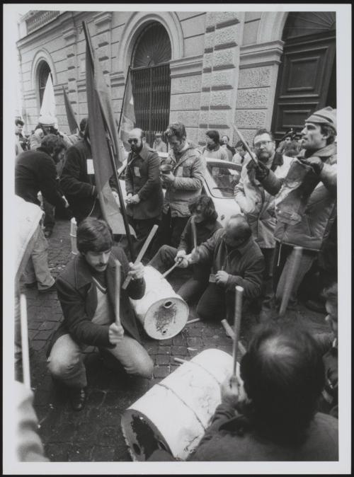 Factory workers on strike