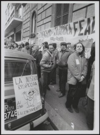 Factory workers on strike after workers being laid off 