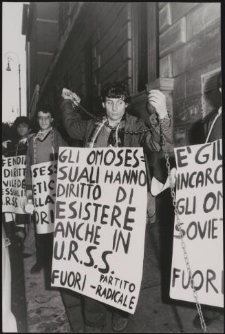 Members of the Radical Party and F.U.O.R.I protesting for gay rights 