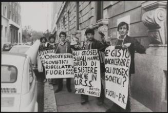 Members of the Radical Party and F.U.O.R.I protesting for gay rights 