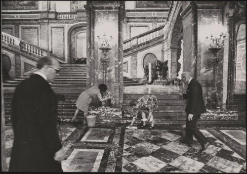 Cleaning the Egmont Palace for a state visit by British prime minister Harold Macmillan