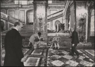 Cleaning the Egmont Palace for a state visit by British prime minister Harold Macmillan