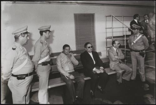 Mario Bottari, Sandro Rampazzo and Giacomo Micalizio waiting in the courthouse to be tried for the attempted "Golpe Borghese" coup