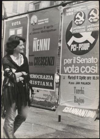 Political posters in Piazza di Spagna, Rome. 