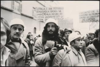 Construction worker's demonstrating in Rome 1976 against the closure of highway works