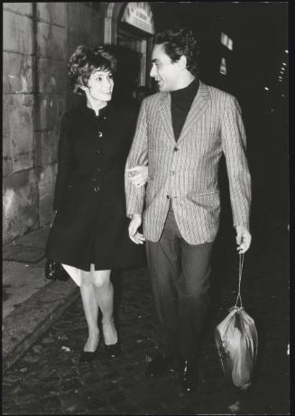 The actress Annabella Incontrera with her husband, Guglielmo Biraghi, walking down via Borgognona in Rome