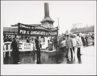 A demonstration of workers' unions, including the police force's