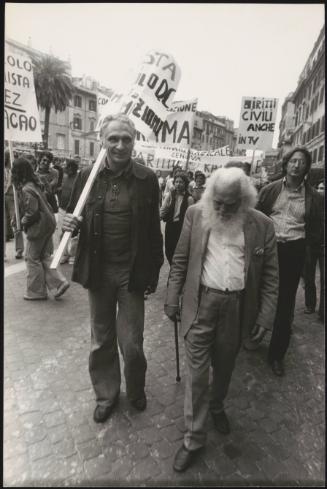 Marco Pannella leading a protest, Genoa