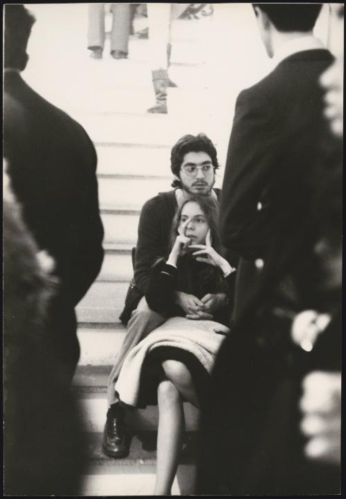 On the steps at Manamarket