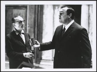 Opera House; Eduardo De Filippo directs Luciano Pavarotti during rehearsals for Rigoletto