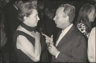 Writers Giorgio Bassani and Graziella Romano conversing at the annual Literary award for the Strega Prize