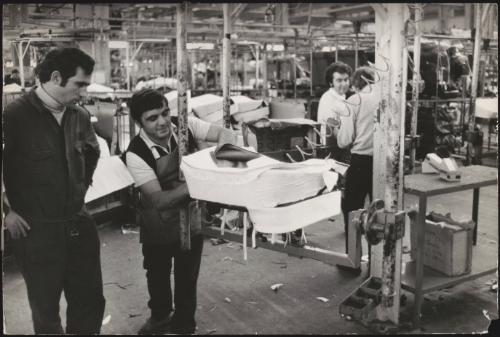Seat making on the factory floor for the Alfa Romeo Alfasud