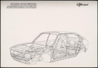 An industrial drawing of Alfa Romeo's Alfasud family car