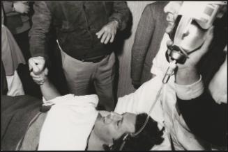 The Christian Democracy politician Publio Fiori after being shot in the legs and thorax by a member of the Red Brigades