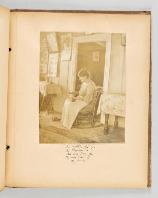 The Captain's wife of "the Napoleon" in Isle aux Grues, Que. The "shoemaker" of the village. Page 43 of Quebec II; from collection of Canadian albums compiled by Edith S. Watson, 1890s-1930s
