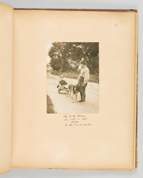 One of the charming go-carts in old Quebec. In St. Francois du Lac Page 19 of Quebec II; from collection of Canadian albums compiled by Edith S. Watson, 1890s-1930s
