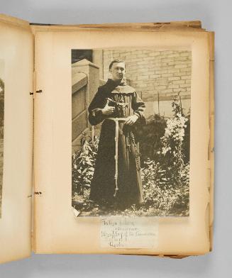 Father Julian, franciscan, Monastery of the Franciscan Fathers, Quebec. Page 34 [has been incorrectly entered as 31] of Ste Anne de Beaupré; from collection of Canadian albums compiled by Edith S. Watson, 1890s-1930s