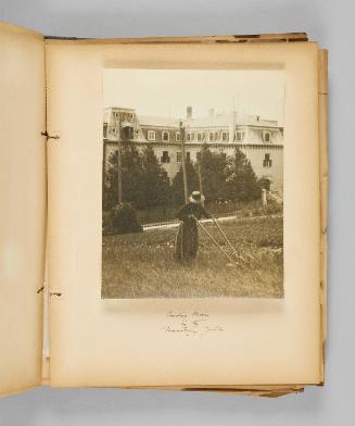 Weeding onions in the monastery garden. Page 27 of Ste Anne de Beaupré; from collection of Canadian albums compiled by Edith S. Watson, 1890s-1930s