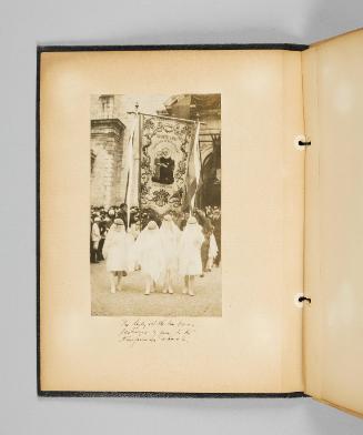 [Ste. Anne banner with procession] Page 2 of Ste Anne de Beaupré; from collection of Canadian albums compiled by Edith S. Watson, 1890s-1930s
