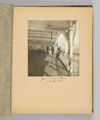 Queenie, en route for Nassau, on the Mono Castle. [Page 1 of Victoria Hayward album]