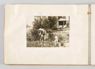 [Woman tending to garden with two children, page 10 of The Doukhobors I album]