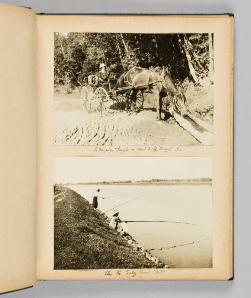 [The road to St. Fereol and fly fishing the Galop Canal] [Page 19 of Happy Voyages with Queenie album]