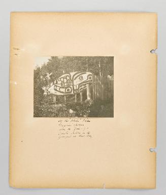 Of the "Whale" tribe, graphic epitaph above the grave of a Coastal Indian in the graveyard at Alert Bay [Page 18 of Alert Bay, Queen Charlotte Islands, and Victoria, B.C. album]