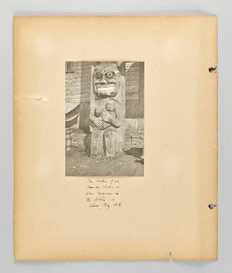 The mother of all wooden dolls as she appears in the totem at Alert Bay, B.C. [Page 4 of Alert Bay, Queen Charlotte Islands, and Victoria, B.C. album]