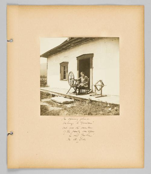 The spinning wheel belongs to "Grandmere" but all the members of the family can spin in Old Quebec! In St. Teds [Page 25 of Children]
