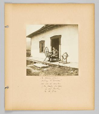 The spinning wheel belongs to "Grandmere" but all the members of the family can spin in Old Quebec! In St. Teds [Page 25 of Children]
