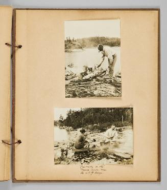 Piemaking on the French river near the C.P.R. Camp. [Page 51 of Wells and Pots album]