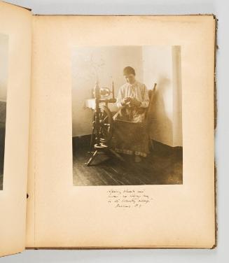 Spinning wheels and looms are always busy in the Community "villages", Brilliant, B.C [Page 5 of The Doukhobors II album]