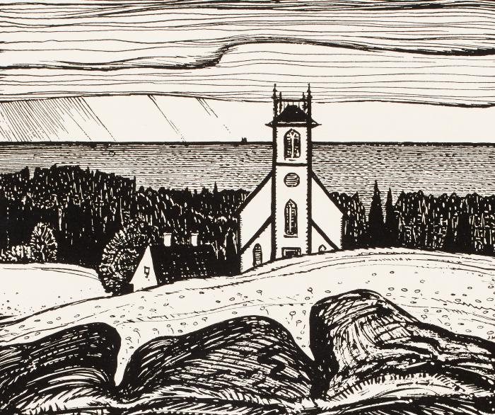 Church by the Sea N.S. from Canadian Drawings/Prints by Members of the Group of Seven Portfolio