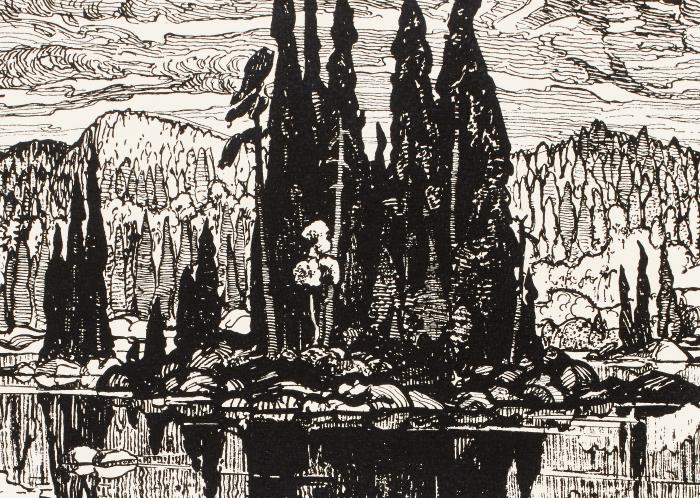 Island of Spruce from Portfolio Canadian Drawings Prints by Members of the Group of Seven