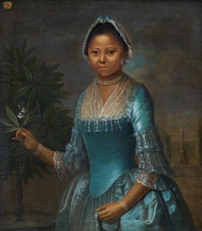 Portrait of a Lady Holding an Orange Blossom