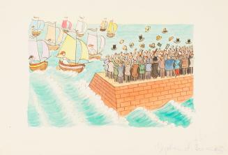 Flotilla from Doll-Land arriving in Toy-Town   Plate 16 from "Doll-Land"