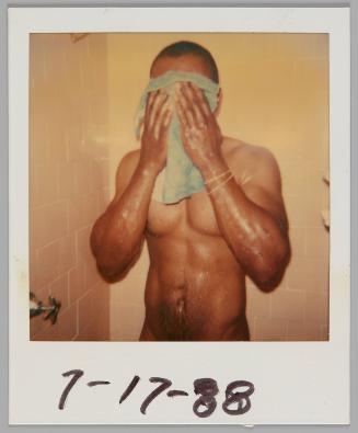 7-17-88 [Man in shower covering his face with a facecloth]