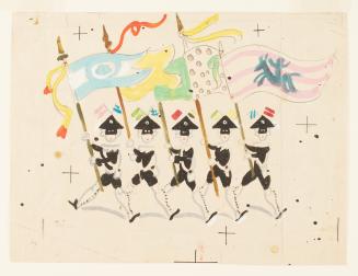 Harlequins carrying flags