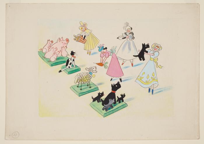 Feeding Their Pets   Plate 5 from "Doll-Land"