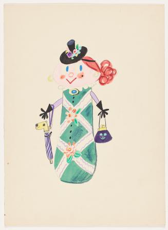 Lady with handbag and umbrella doll