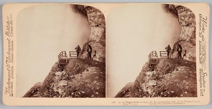 An old Niagara Guide - looking into the awe-inspiring Cave of the Winds - Niagara Falls, U.S.A.