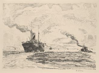 Transport Sailing into Sunset (Convoy at Sea)