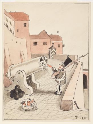 Rabbits in a Cannon eating a carrot