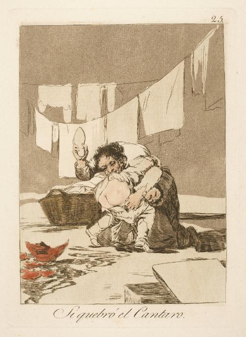 Yes he broke the pot   Plate 25 from "Los Caprichos"